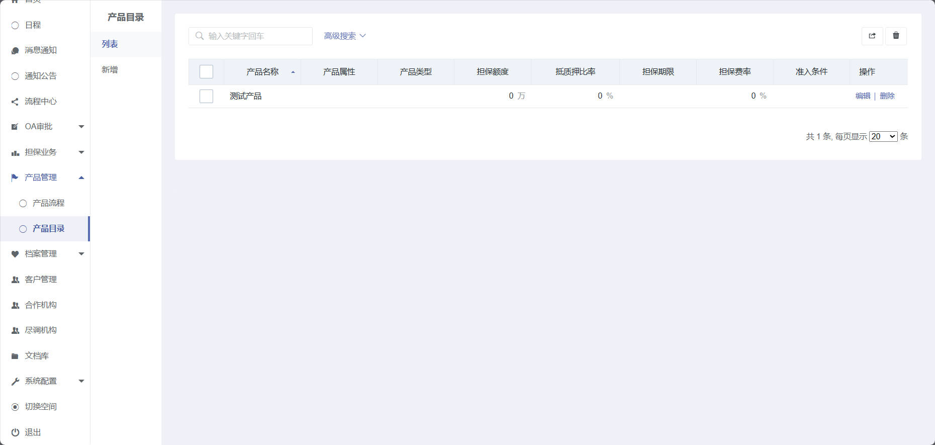 担保系统产品管理